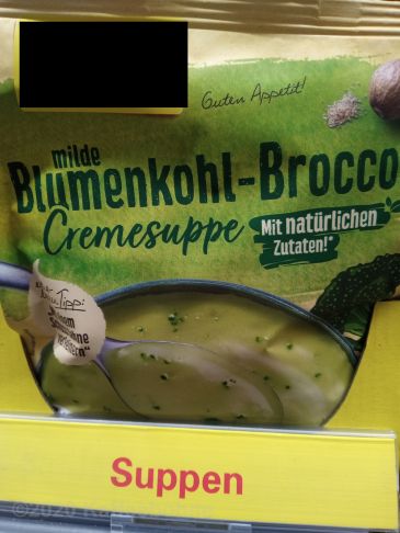 Tüte Blumenkohl-Brokkoli-Suppe
